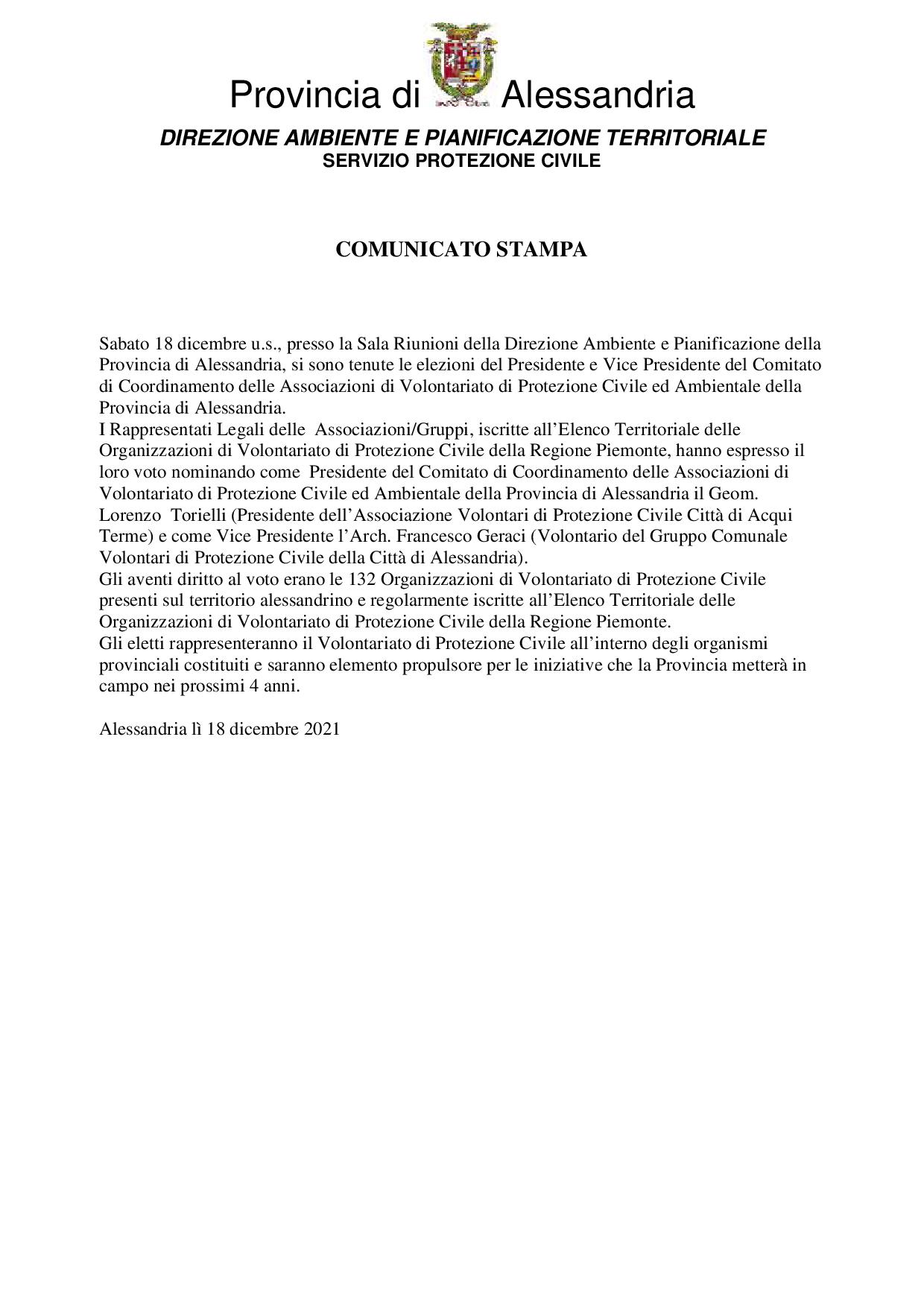 comunicato stampa elezioni Comitato