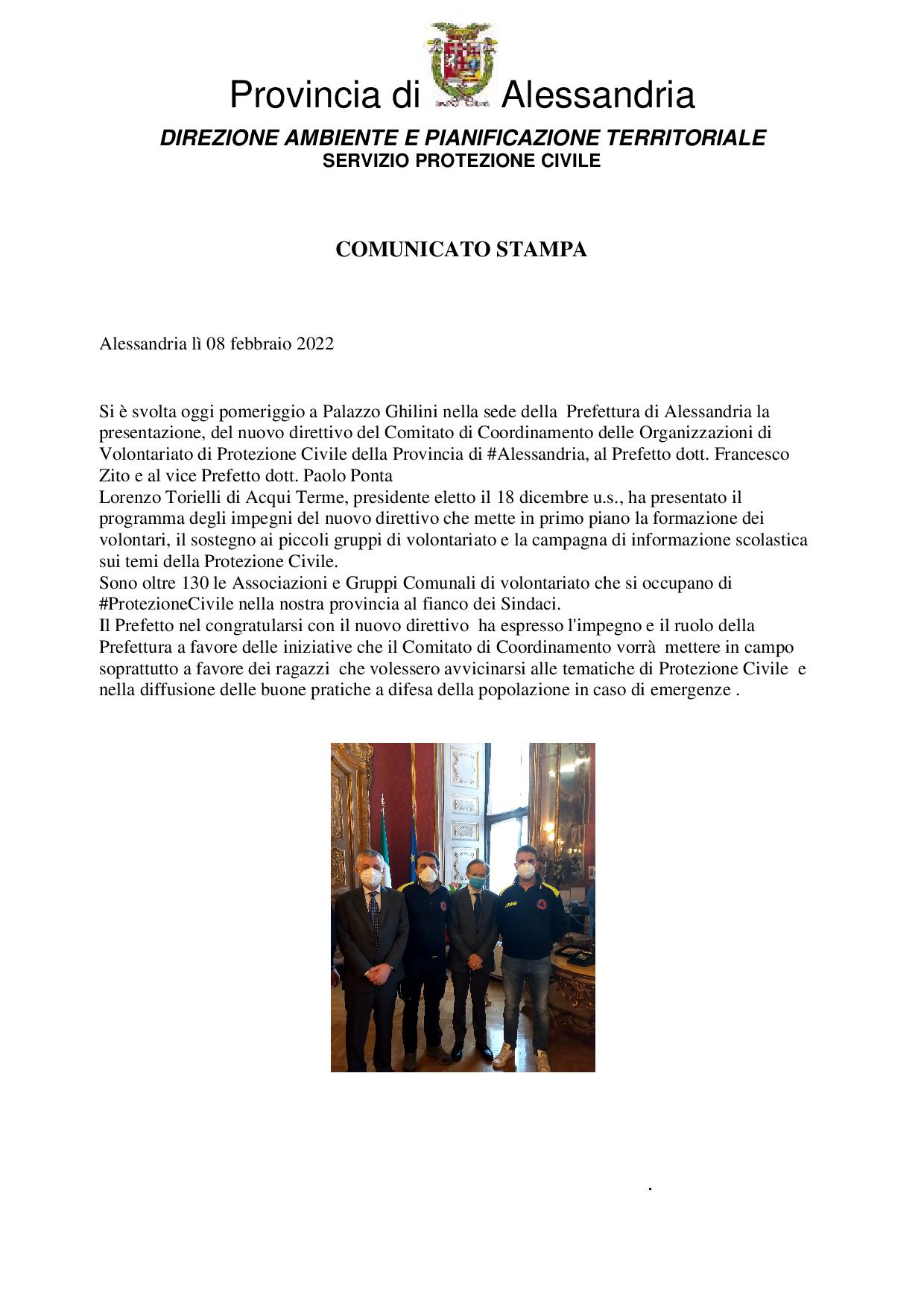 comunicato stampa incontro prefetto torielli