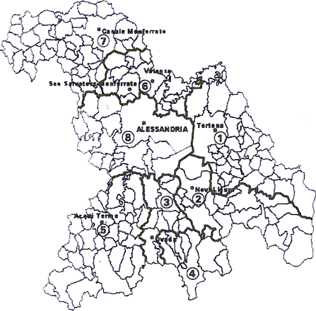 Cartina della Provincia con le varie zone rappresentate