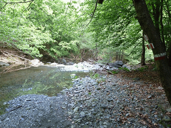 Il guado sul Rio Meri (353 m)