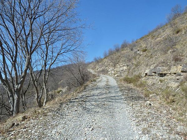 La carrareccia risale il versante