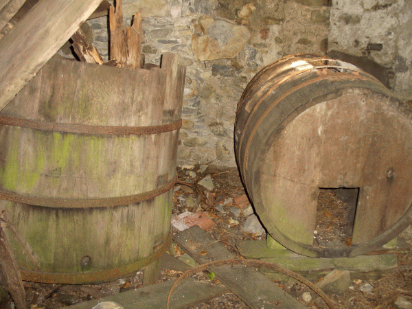 Botti per il vino all’interno di una casa